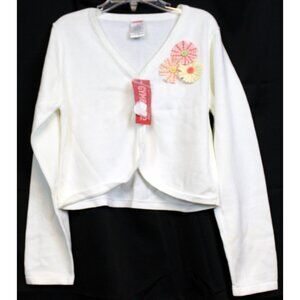 2006 Gymboree Freshly Picked Cardigan Sweater Ribbon Flowers White Spring sz 8